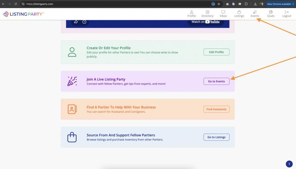 listing party events